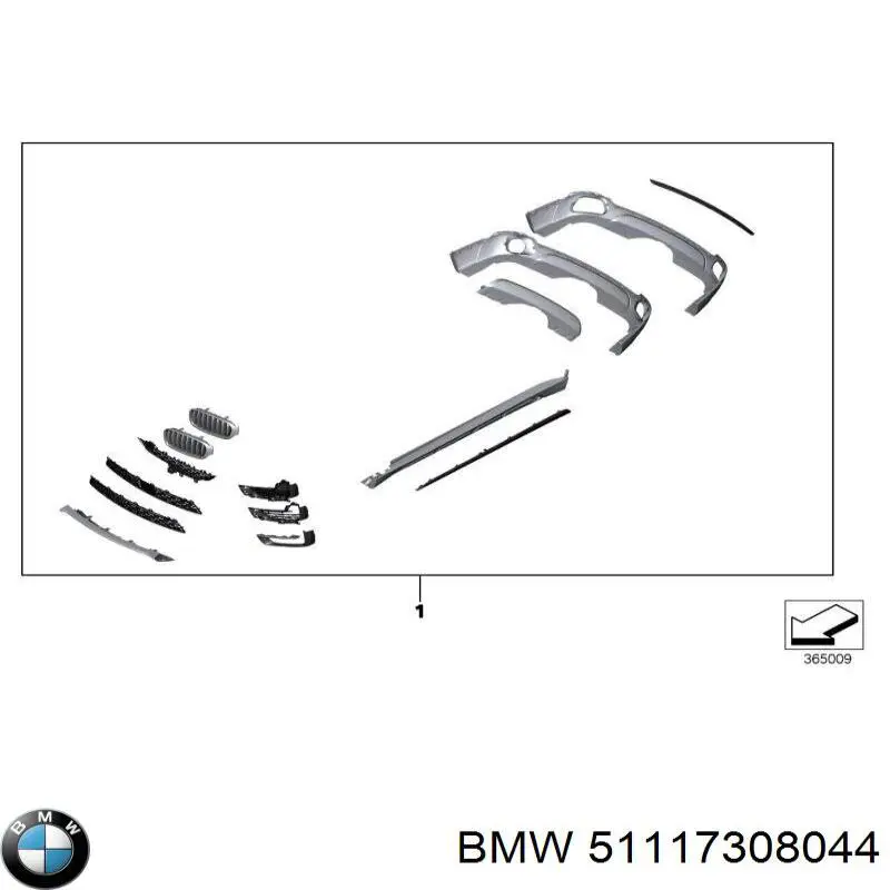 Молдинг решетки бампера переднего правый BMW 51117308044 цена, от 18.40 USD