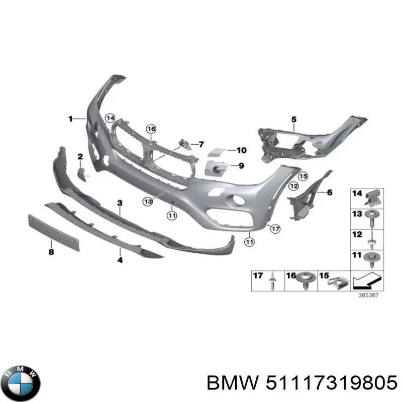 51117319805 BMW Накладка бампера переднего