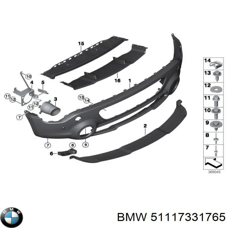 51117331765 BMW Накладка бампера переднего, левая