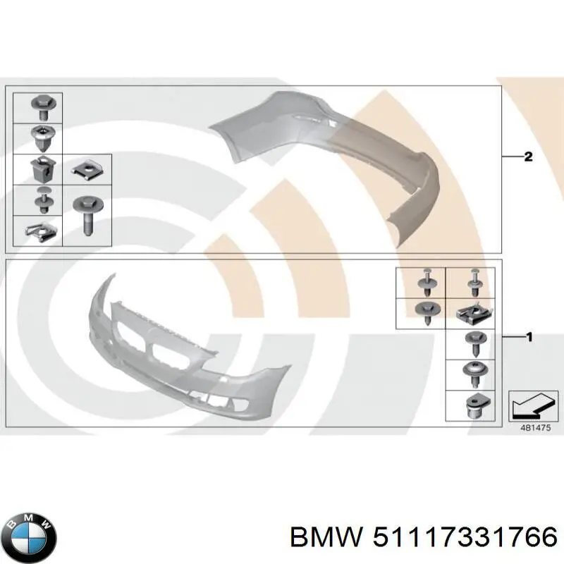 51117331766 BMW Молдинг бампера переднего, правый