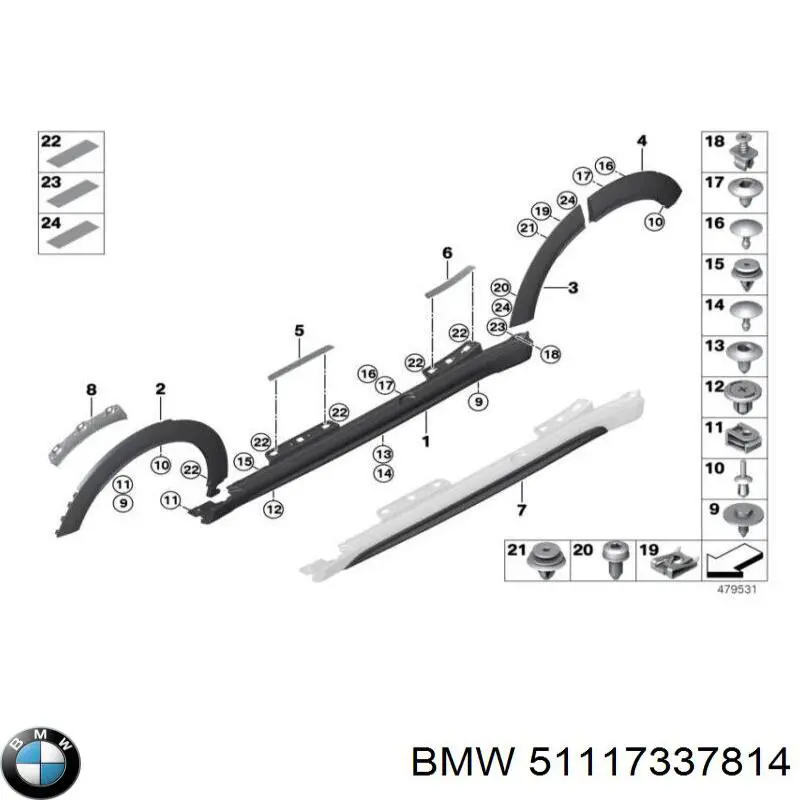 51117337814 BMW Спойлер переднего бампера правый
