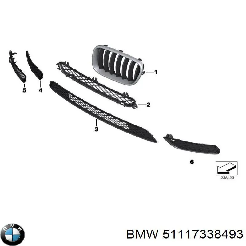 51117338493 BMW Решетка переднего бампера, верхняя