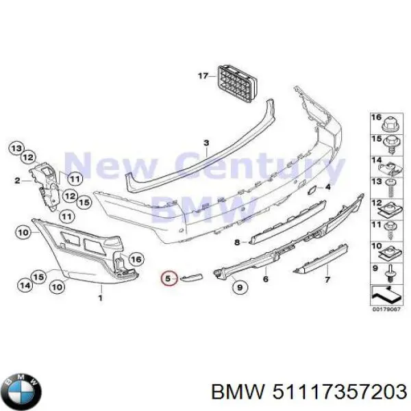 51117357203 BMW Направляющая переднего бампера