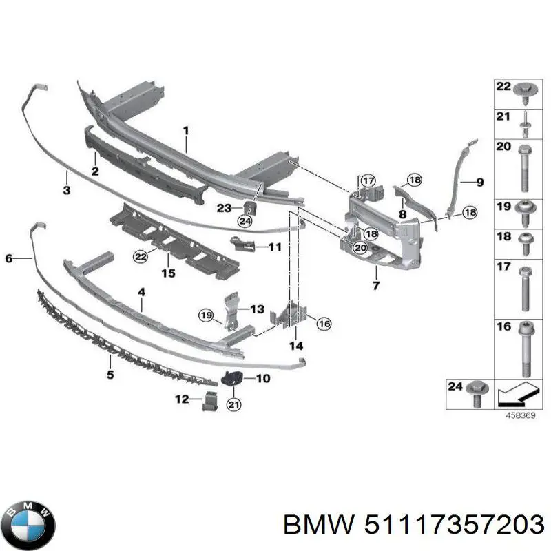 Купить 51117357203 BMW Направляющая переднего бампера