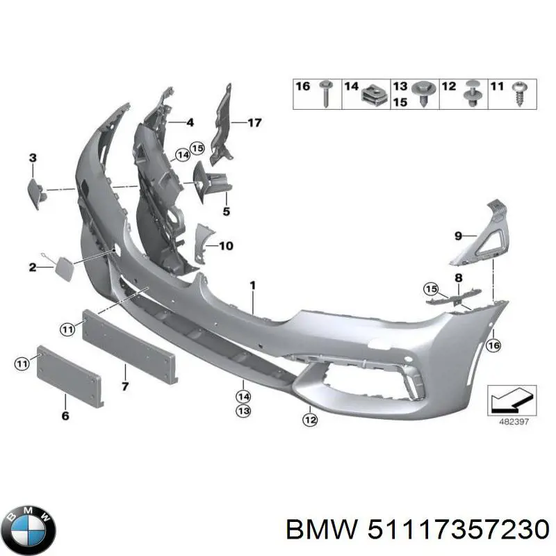 51117357230 BMW Кронштейн крепления противотуманной фары, правой