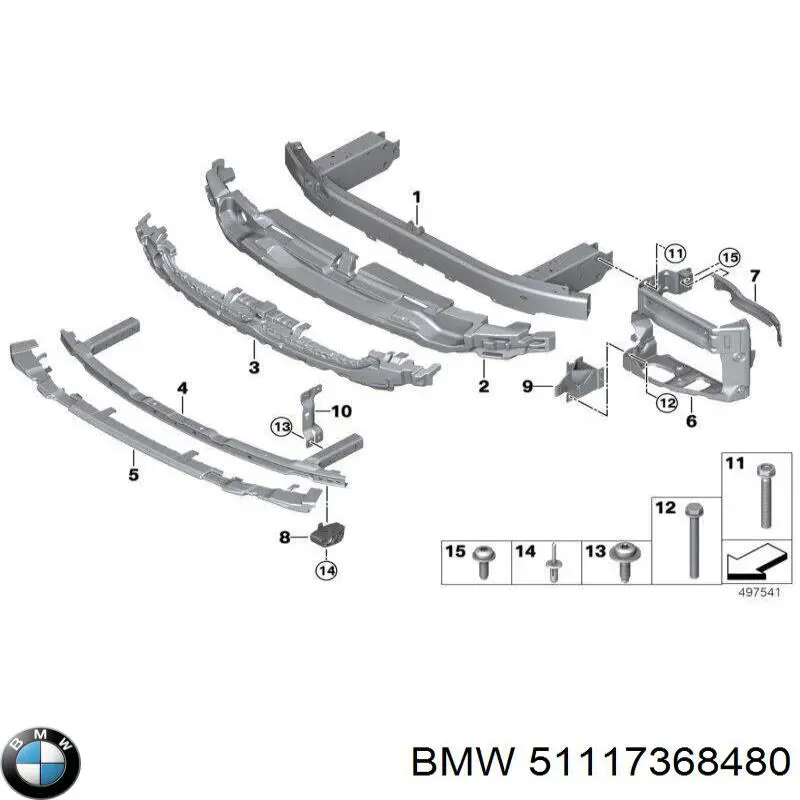 Кронштейн усилителя переднего бампера 51117368480 BMW