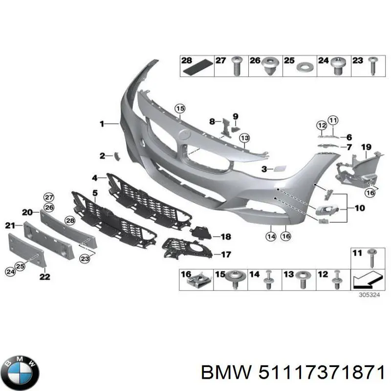 51117371871 BMW Бампер передний в сборе