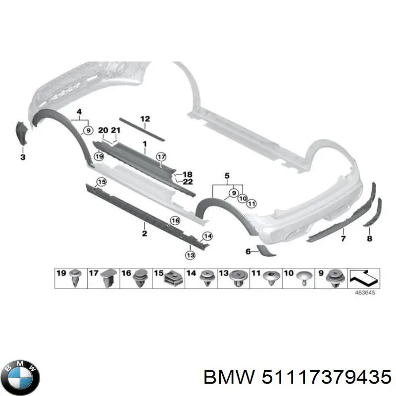 Спойлер переднего бампера 51117379435 BMW
