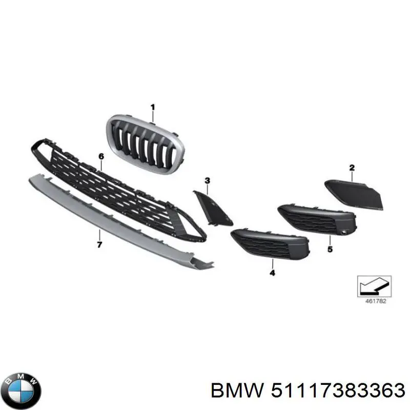 Решетка радиатора левая 51117383363 BMW