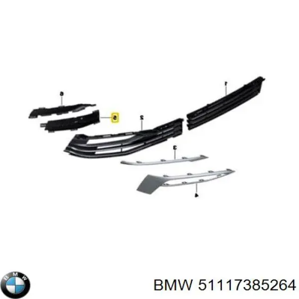 Grelha interna direita do pára-choque dianteiro para BMW 5 (G30, F90)