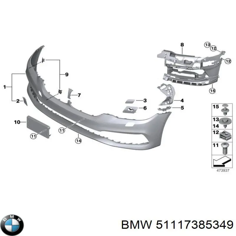 Guia do pára-choque dianteiro esquerdo para BMW 5 (G30, F90)