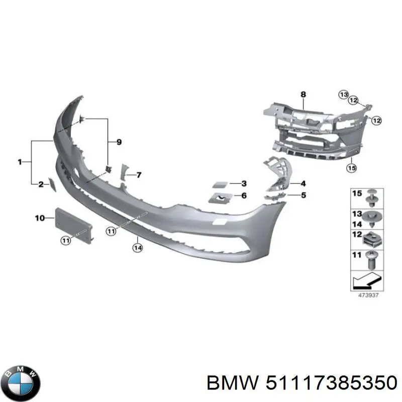 Soporte de guía para parachoques delantero, derecho 51117385350 BMW