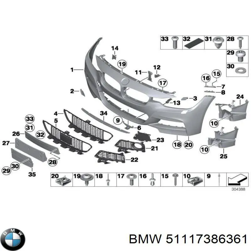 Кронштейн крепления противотуманной фары левой на BMW 3 (F30, F80) купить.