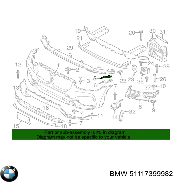 Направляющая переднего бампера правая BMW 51117399982 цена, от 19.49 USD