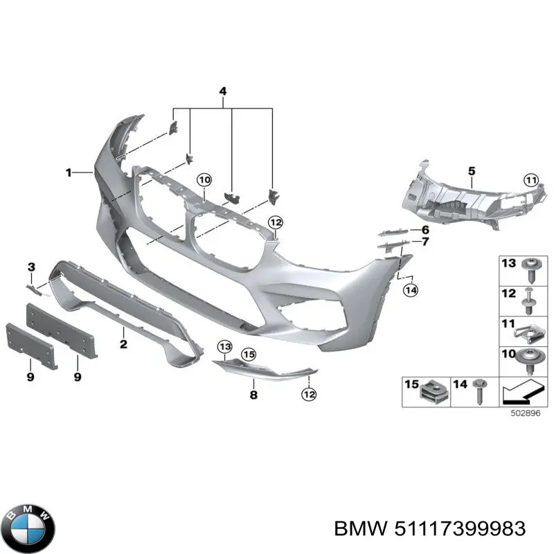 Направляющая переднего бампера BMW 51117399983 цена, от 42.23 USD