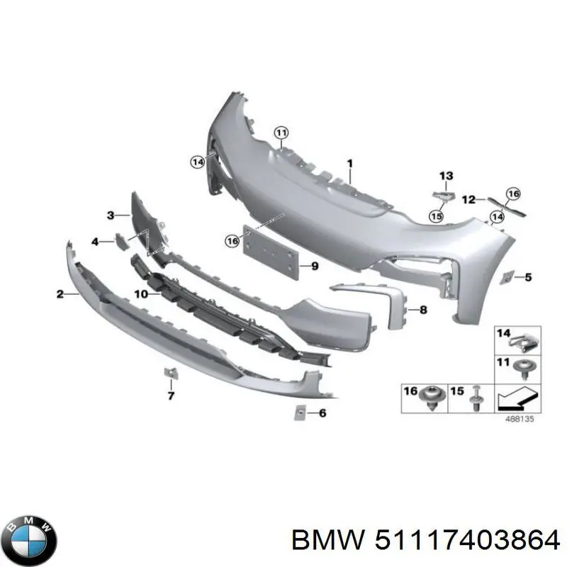 51117403864 BMW заглушка бампера буксировочного крюка передняя