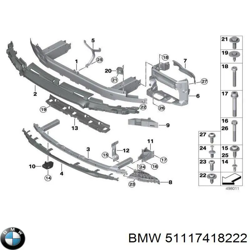 Шина бампера переднего BMW 51117418222 цена, от 130.55 USD