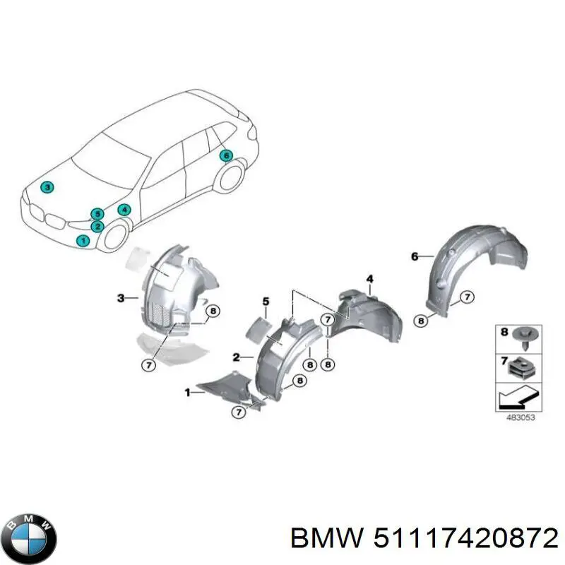 Решетка бампера переднего правая BMW 51117420872