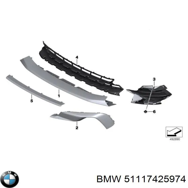 Накладка бампера переднего центральная BMW 51117425974 цена, от 43.05 USD