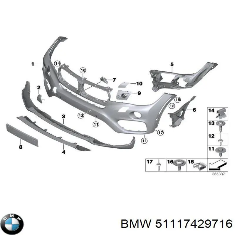 Передний бампер 51117429716 BMW