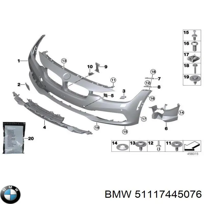Купить 51117445076 BMW Кронштейн датчика парктроника передний боковой