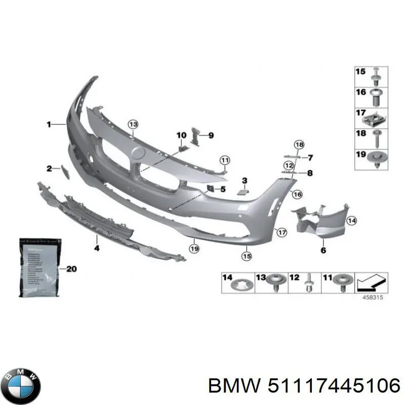 51117445106 BMW Бампер передний в сборе