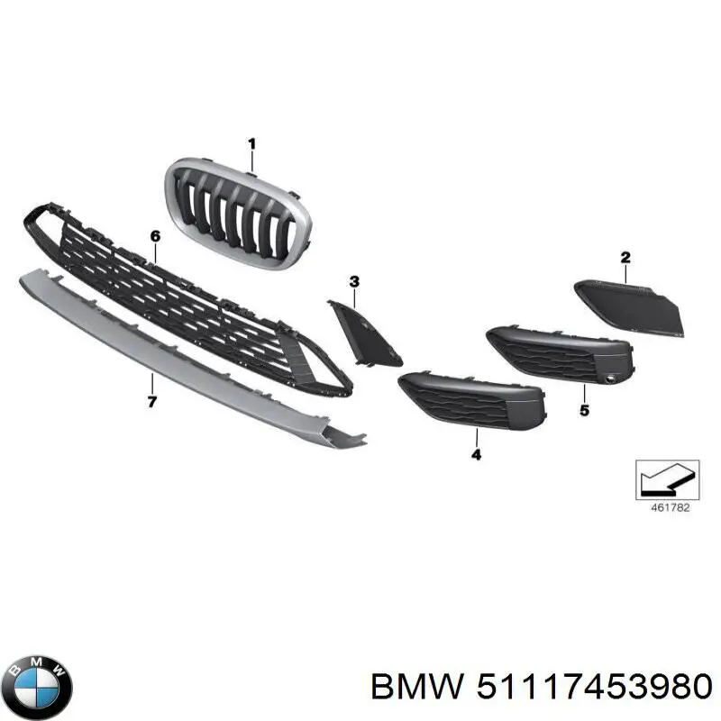 Решетка переднего бампера, правая BMW 51117453980 цена, от 39.21 USD