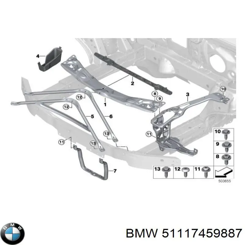 Купить 51117459887 BMW Кронштейн усилителя переднего бампера