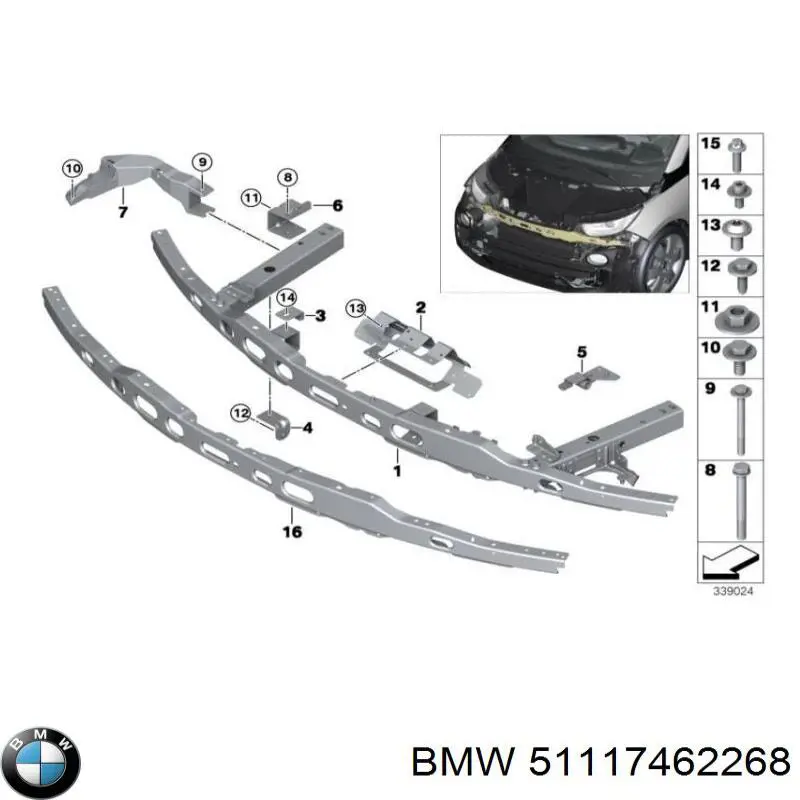 Энергопоглотитель переднего бампера BMW 51117462268 цена, от 42.46 USD