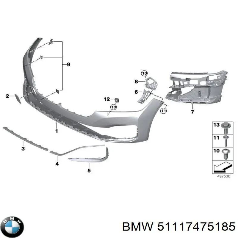 51117475185 BMW Левое крепление переднего бампера