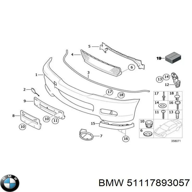 51117893057 BMW Paragolpes original y equivalente