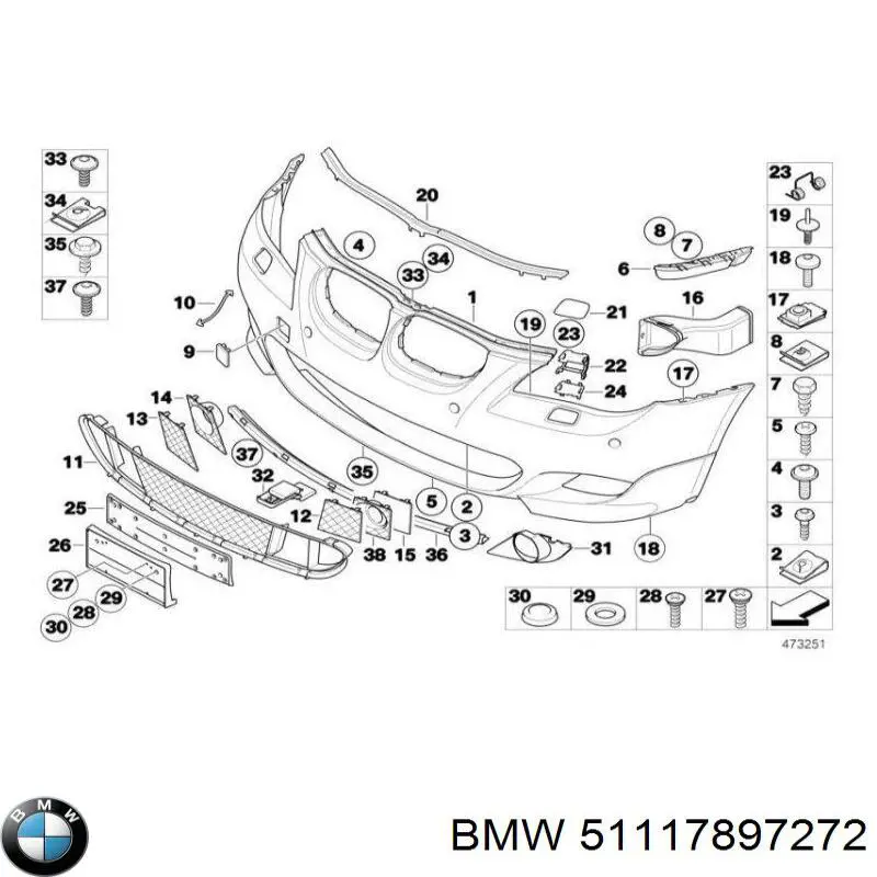 Панель крепления номерного знака переднего 51117897272 BMW