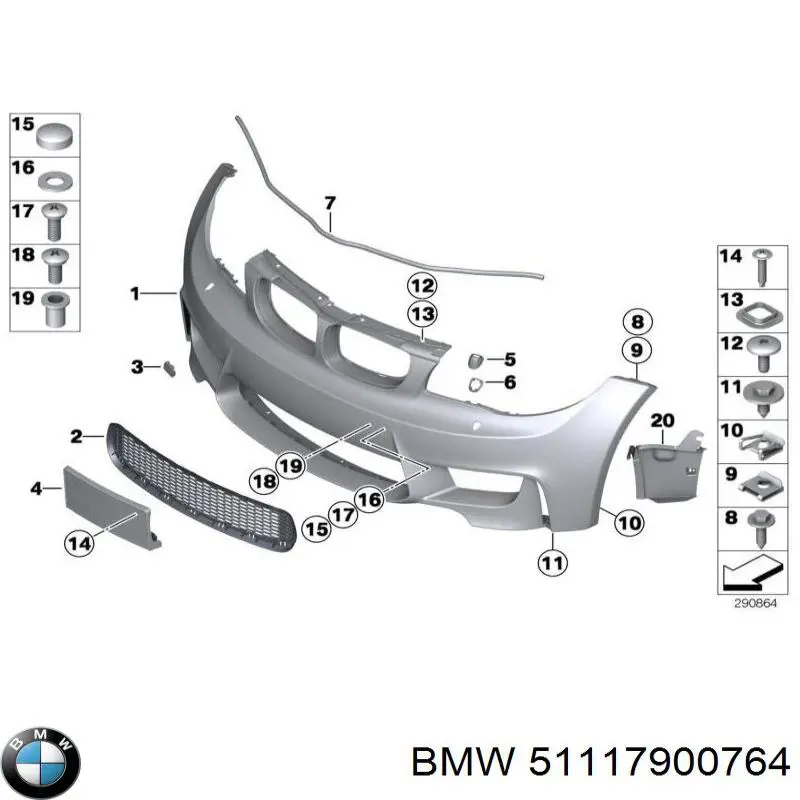 51117900764 BMW решетка бампера переднего центральная
