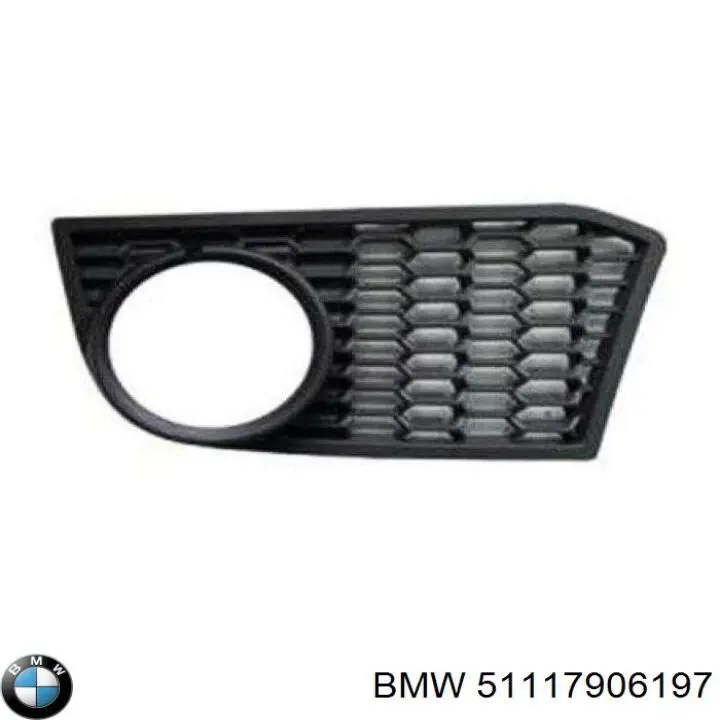 51117906197 BMW tampão (grelha das luzes de nevoeiro do pára-choque dianteiro esquerdo)