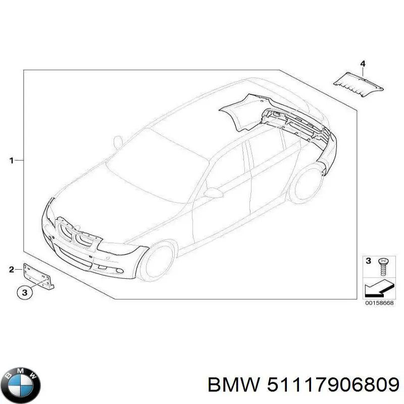 Купить 51117906809 BMW Решетка переднего бампера, центральная