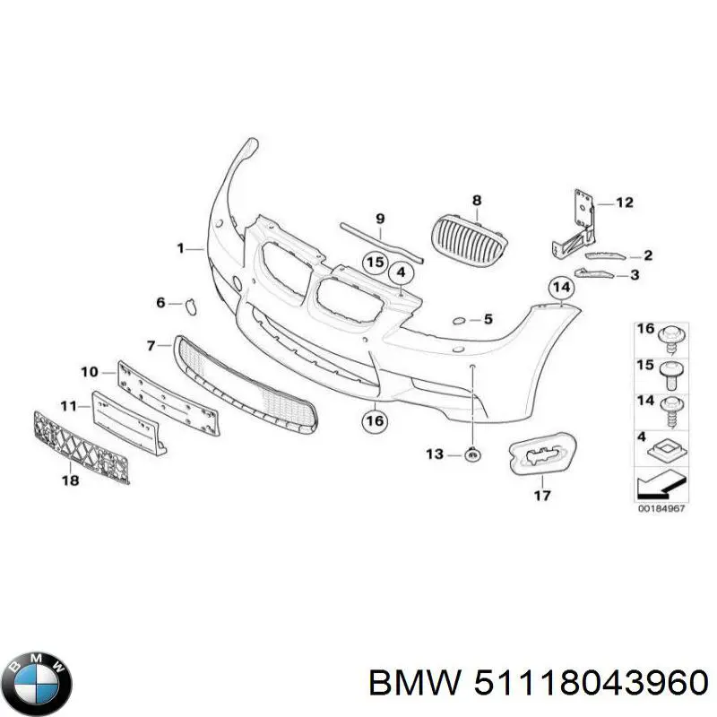 51118043960 BMW pára-choque dianteiro