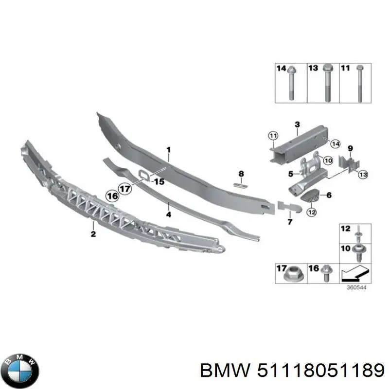 51118051189 BMW consola do pára-choque dianteiro esquerdo