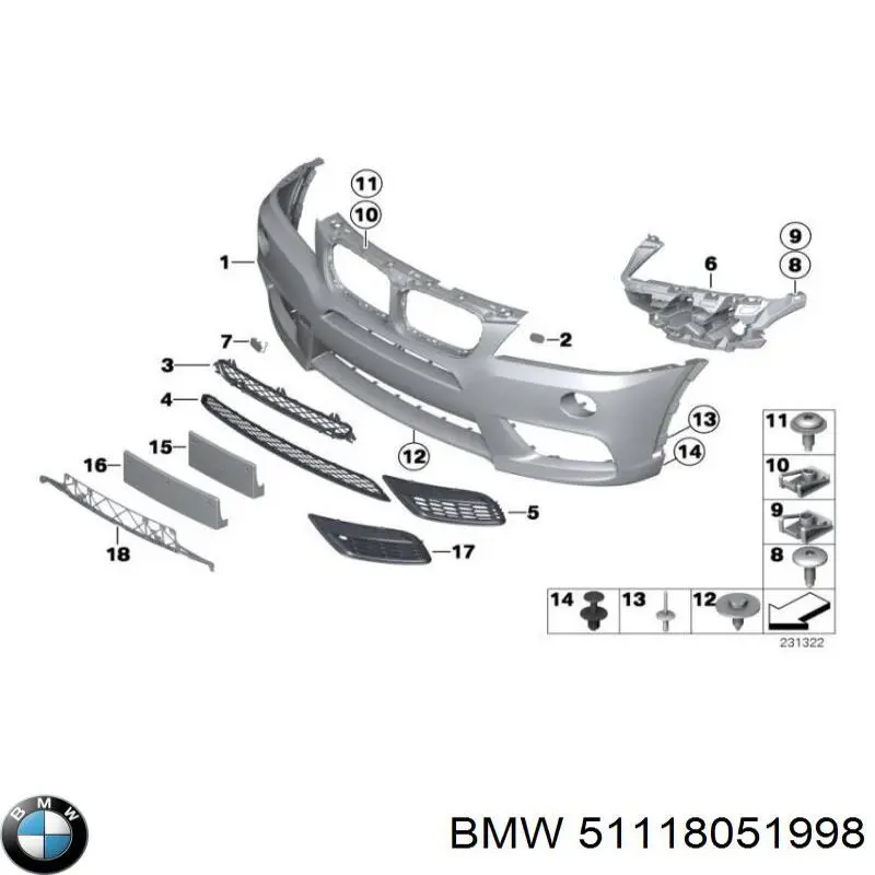 51118051998 BMW pára-choque dianteiro