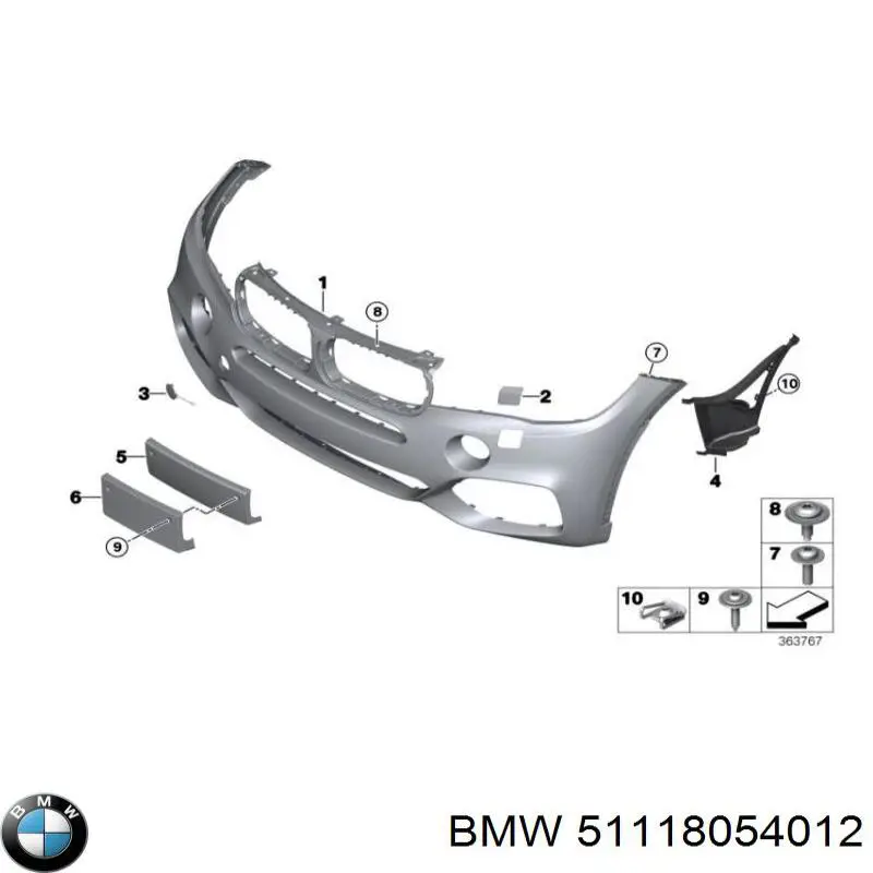 Решетка бампера переднего нижняя 51118054012 BMW