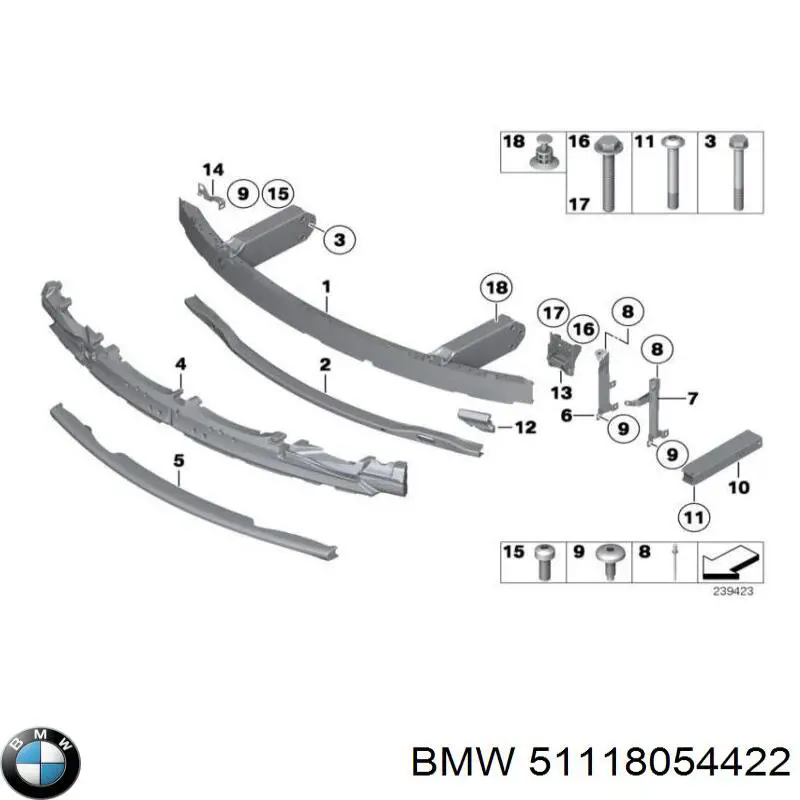 Купить 51118054422 BMW Буфер (бампер) передний