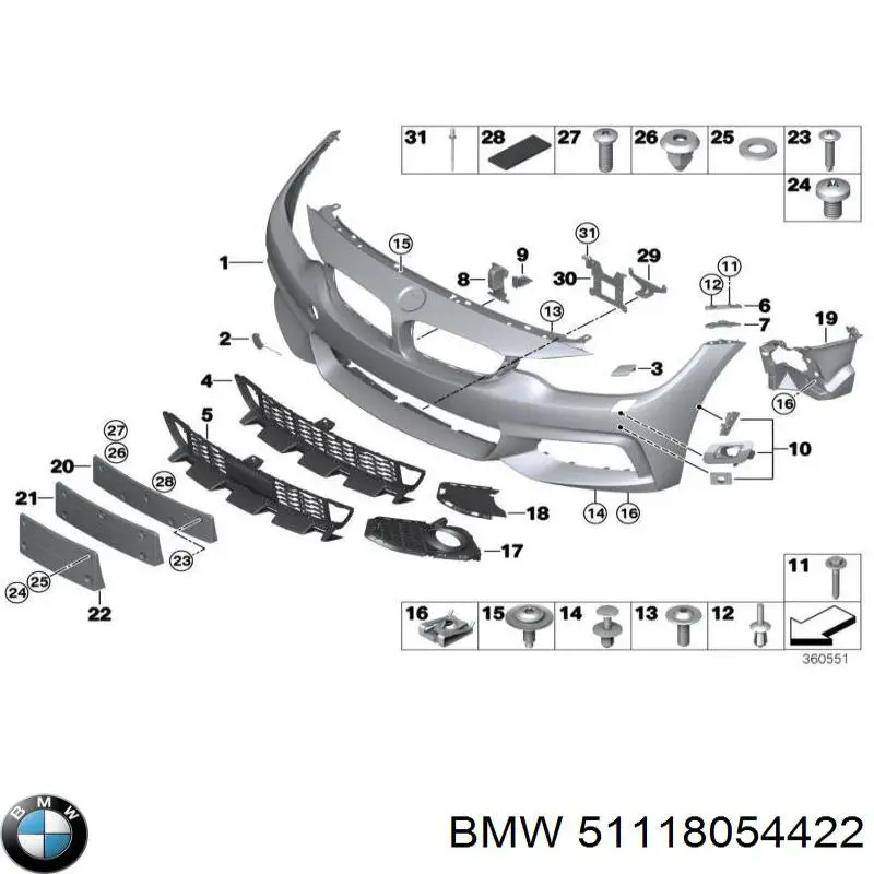 51118054422 BMW передний бампер