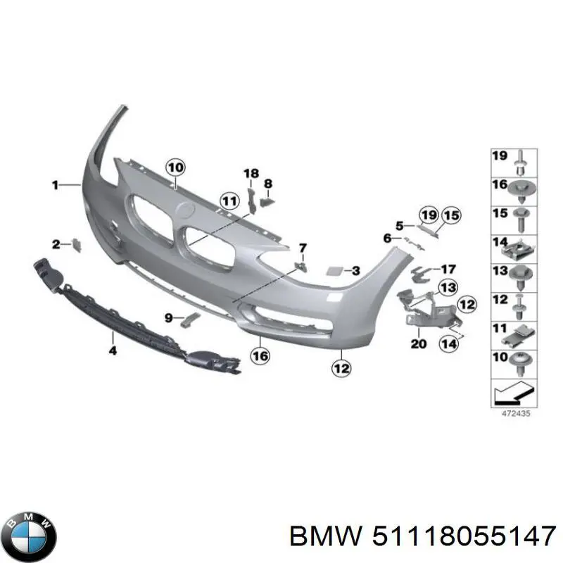 Передний бампер 51118055147 BMW