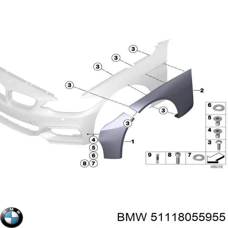 Решетка бампера переднего левая 51118055955 BMW