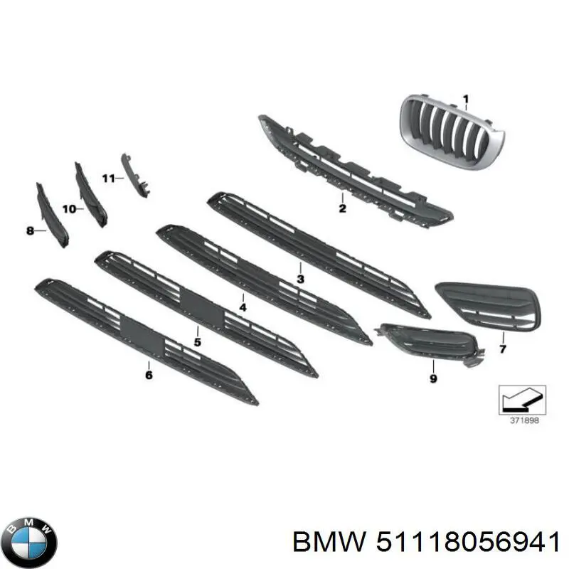 Решетка переднего бампера, левая BMW 51118056941 цена, от 76.15 USD