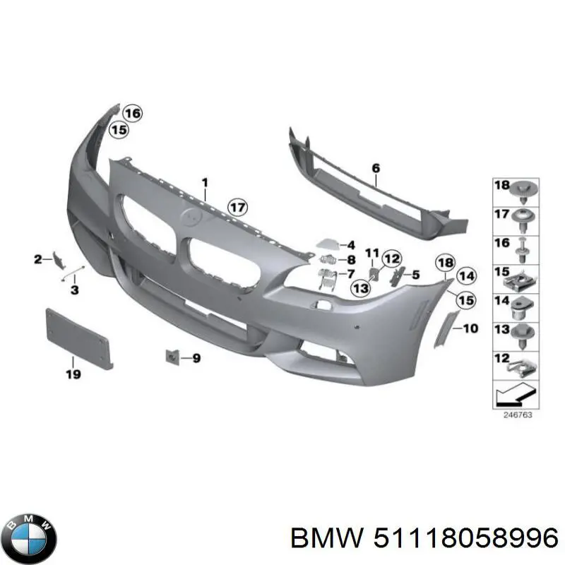 Передний бампер 51118058996 BMW