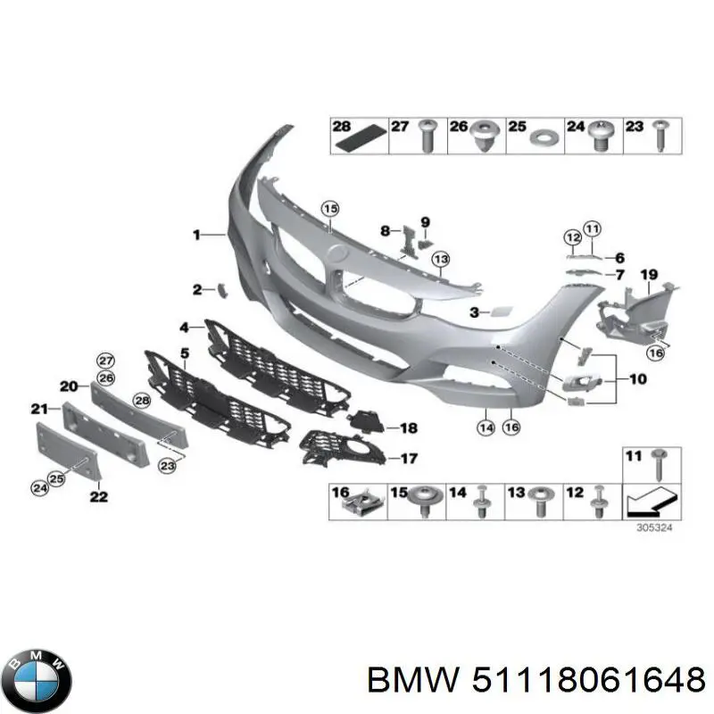 51118061648 BMW Бампер передний в сборе