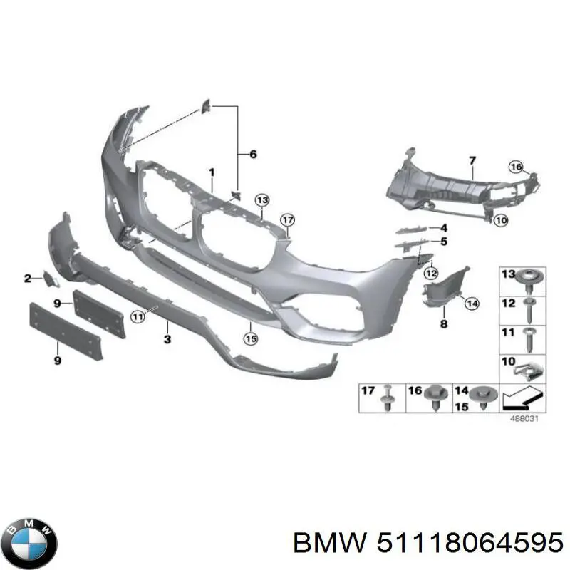 Кронштейн крепления противотуманной фары левой BMW 51118064595 цена, от 53.21 USD