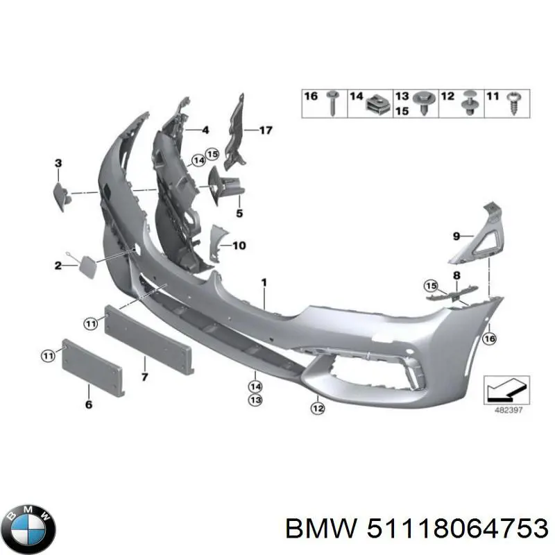 51118064753 BMW Бампер передний в сборе
