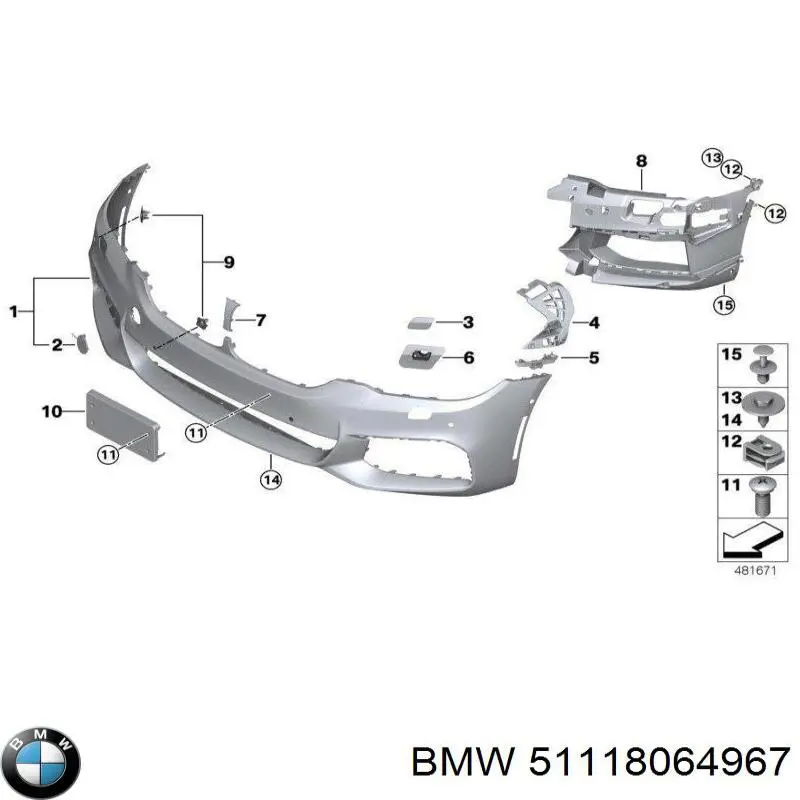 Soporte, faro antiniebla izquierdo 51118064967 BMW