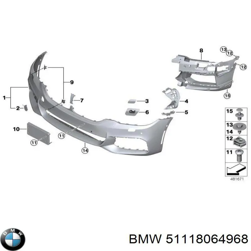 Consola de fixação das luzes de nevoeiro direitas para BMW 5 (G31)